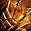 Warbringer backpack icon with metallic spikes and a fiery orange glow in Guild Wars 2