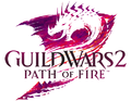 Guild Wars 2 Path of Fire logo with a purple and red dragon