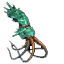 Green Zhu Hanuku miniature with long curling tentacles for Guild Wars 1 Pre-Searing