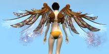 Character displaying The Ascension winged backpack from behind in Guild Wars 2