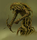 Urgoz with a twisted wooden body holding a bow in Guild Wars 1