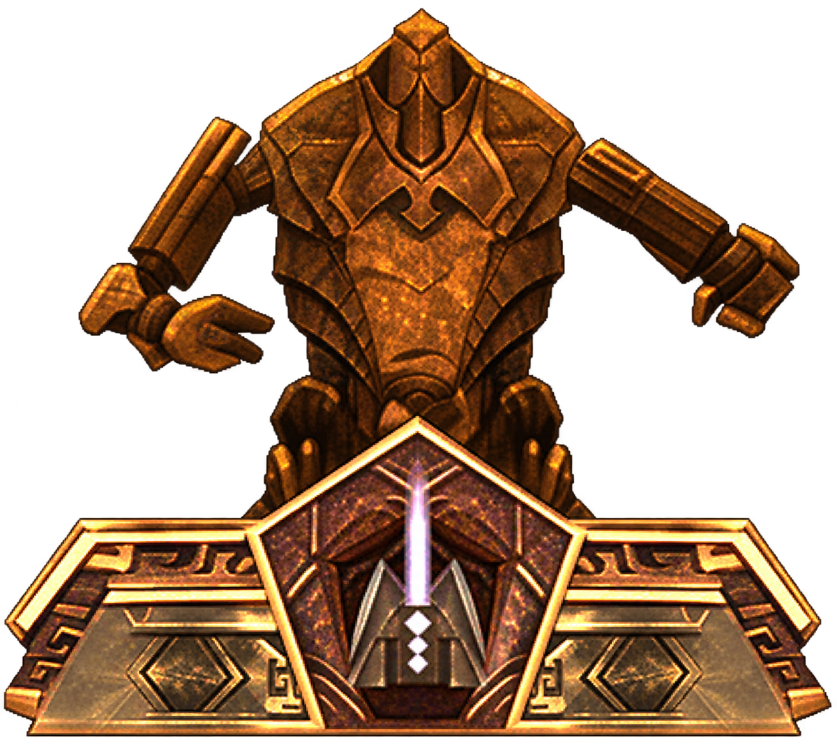 Asura title monument with a bronze golem in Guild Wars 1