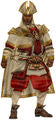 Miniature Confessor Dorian wearing red and white robes with gold trim in Guild Wars 1