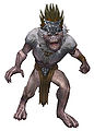 Miniature Grawl with gray fur and spiky hair in Guild Wars 1