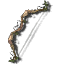 Wooden Dryad Bow with twisted limbs and a visible bowstring from Guild Wars 1