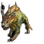 Miniature Nian with horns and a green and gold body in Guild Wars 1