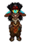 Miniature Oola wearing a brown outfit and a blue and red headdress in Guild Wars 1