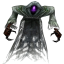 Rift Warden miniature in gray armor with a glowing purple face in Guild Wars 1
